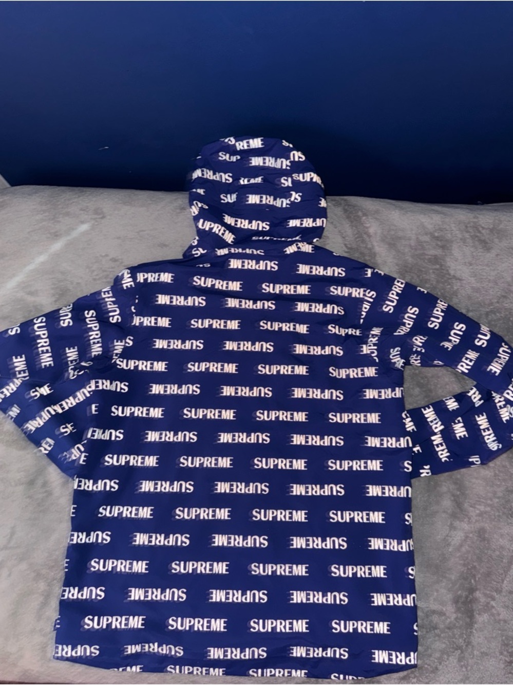 Mens Supreme 3M Reflective Repeat Taped Seam Jacket Blue - Picture 9 of 14